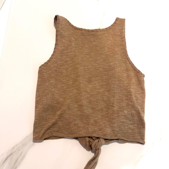 Alice + Olivia Tan Jacinda Tie Front Tank Top Size XS - Picture 2 of 5